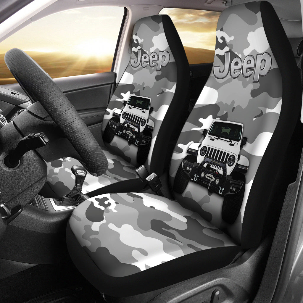 White Jeep Camouflage Premium Custom Car Seat Covers Decor Protectors Nearkii