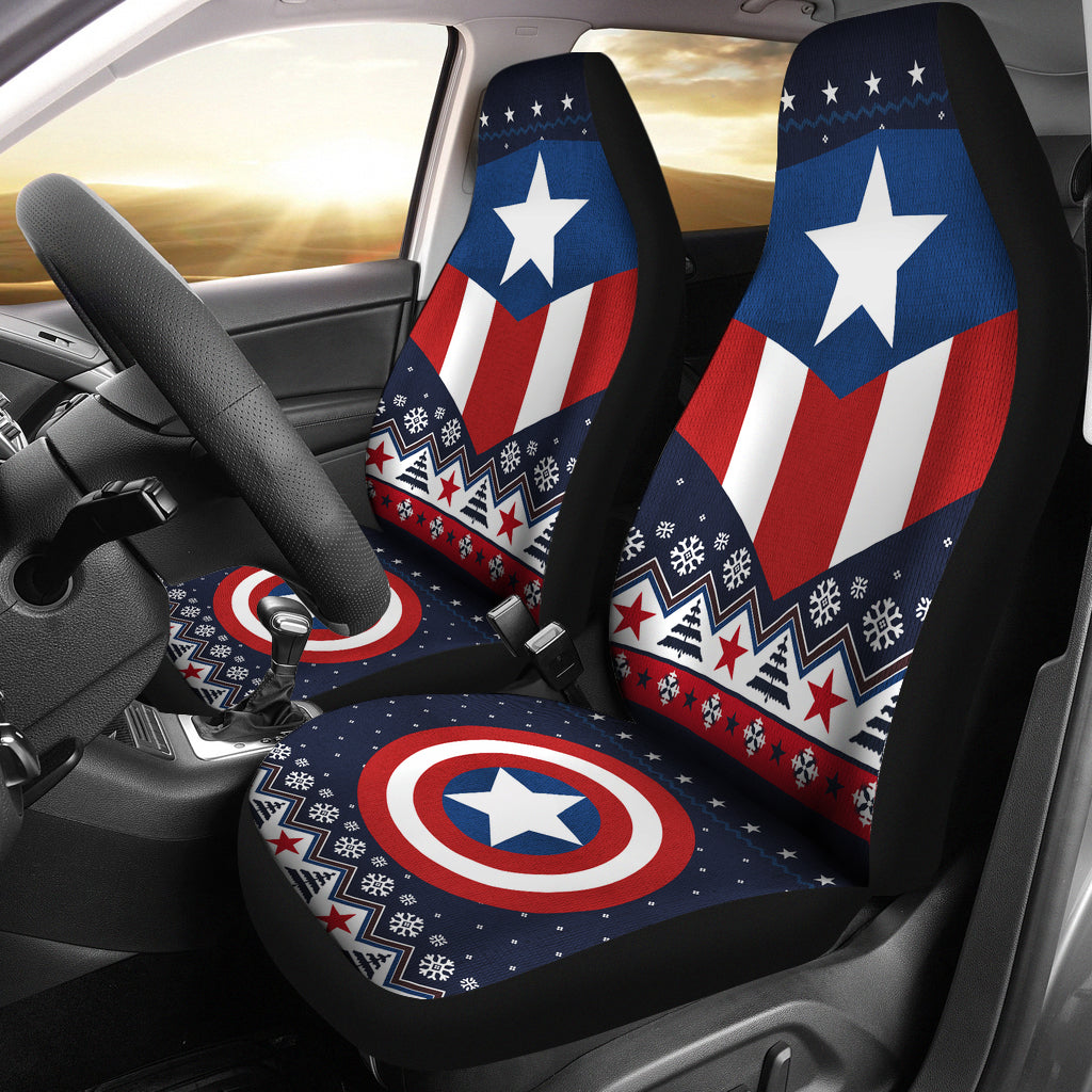 Christmas Captain America Christmas Premium Custom Car Seat Covers Decor Protectors Nearkii