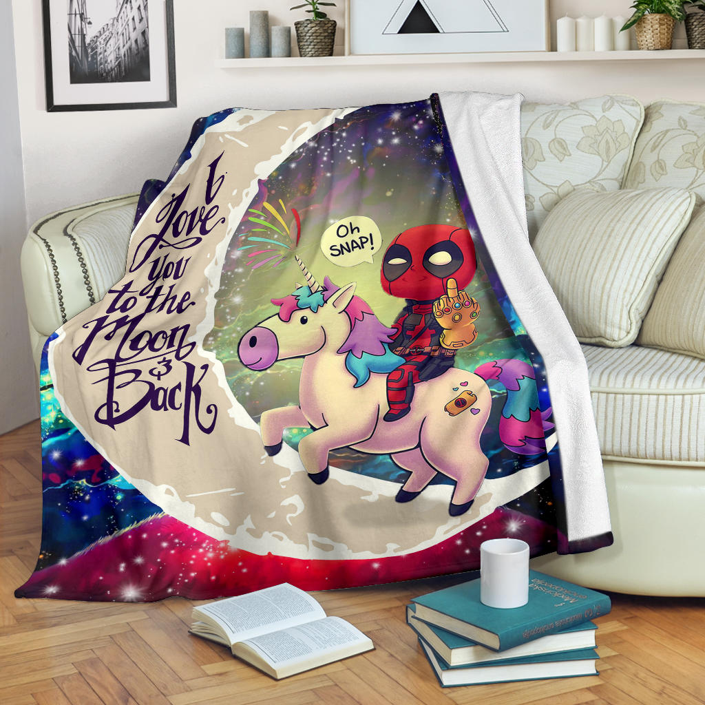 Deadpool Unicorn Love You To The Moon Galaxy Premium Blanket Nearkii