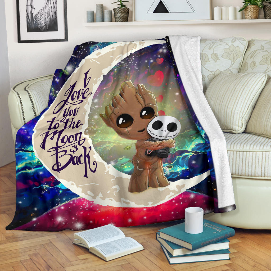 Groot Hold Jack Skelington Love You To The Moon Galaxy Blanket Nearkii