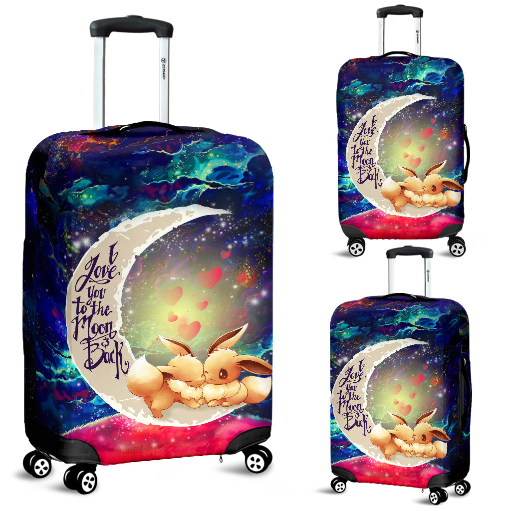 Cute Eevee Pokemon Couple Love You To The Moon Galaxy Luggage Cover Suitcase Protector Nearkii