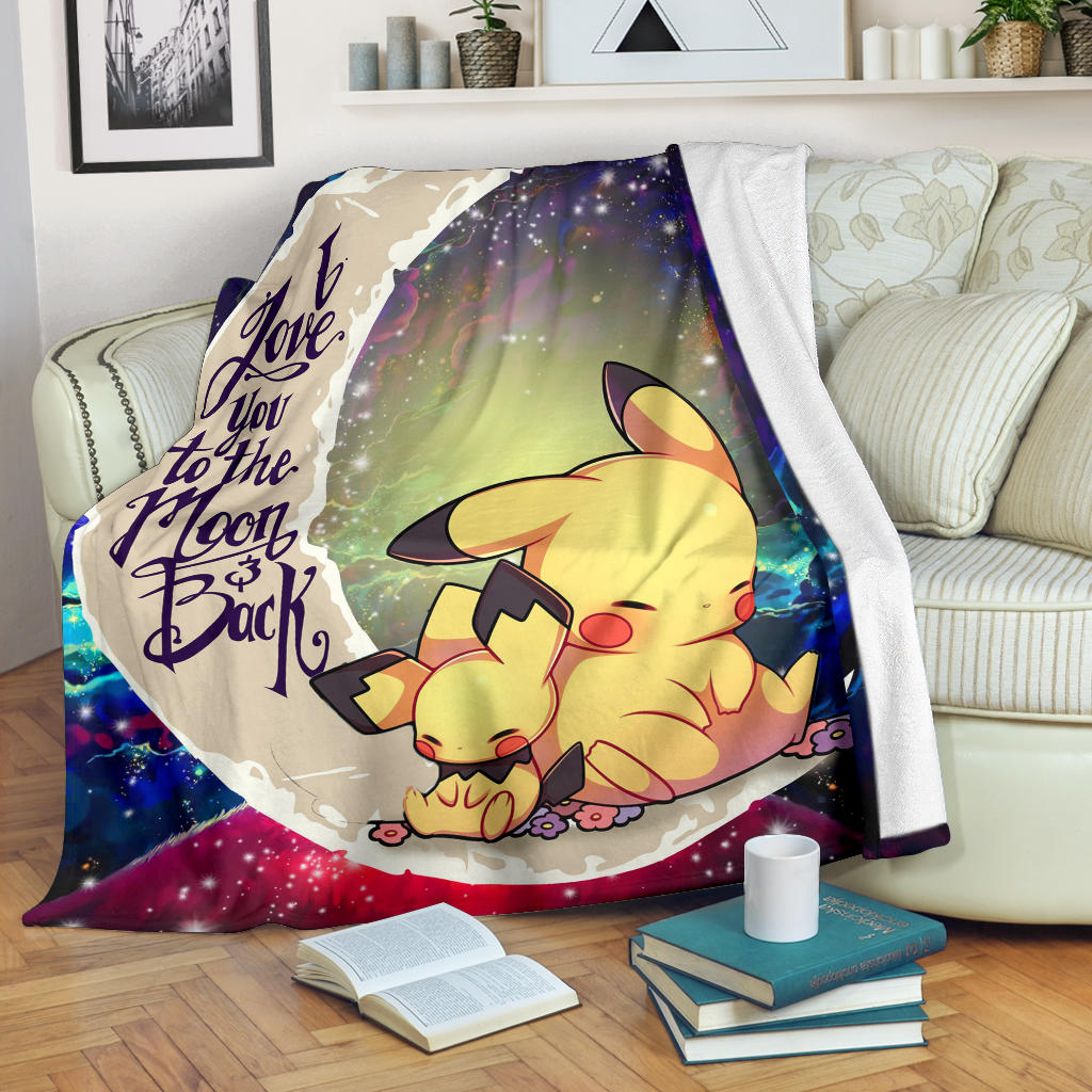 Pikachu Pokemon Sleep Love You To The Moon Galaxy Premium Blanket Nearkii