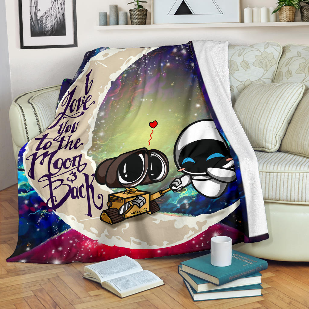 Wall - E Couple Love You To The Moon Galaxy Premium Blanket Nearkii