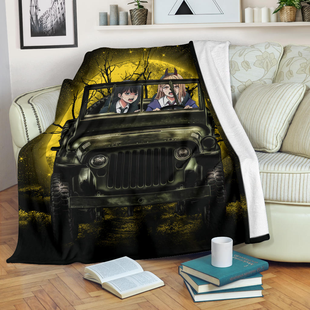 Chainsaw Man Anime Funny Halloween Moonlight Premium Blanket Nearkii