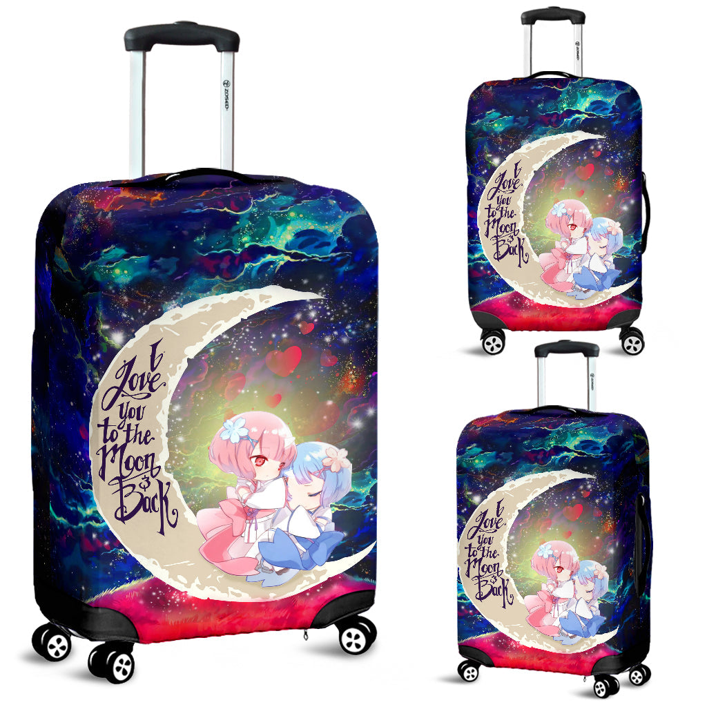 Ram And Rem Rezero Love You To The Moon Galaxy Luggage Cover Suitcase Protector Nearkii