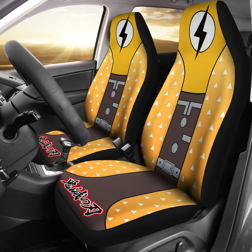 Demon Slayer Anime Zenitsu Premium Custom Car Seat Covers Decor Protectors Nearkii