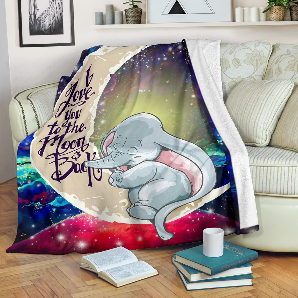 Dumbo Elephant Love You To The Moon Galaxy Premium Blanket Nearkii