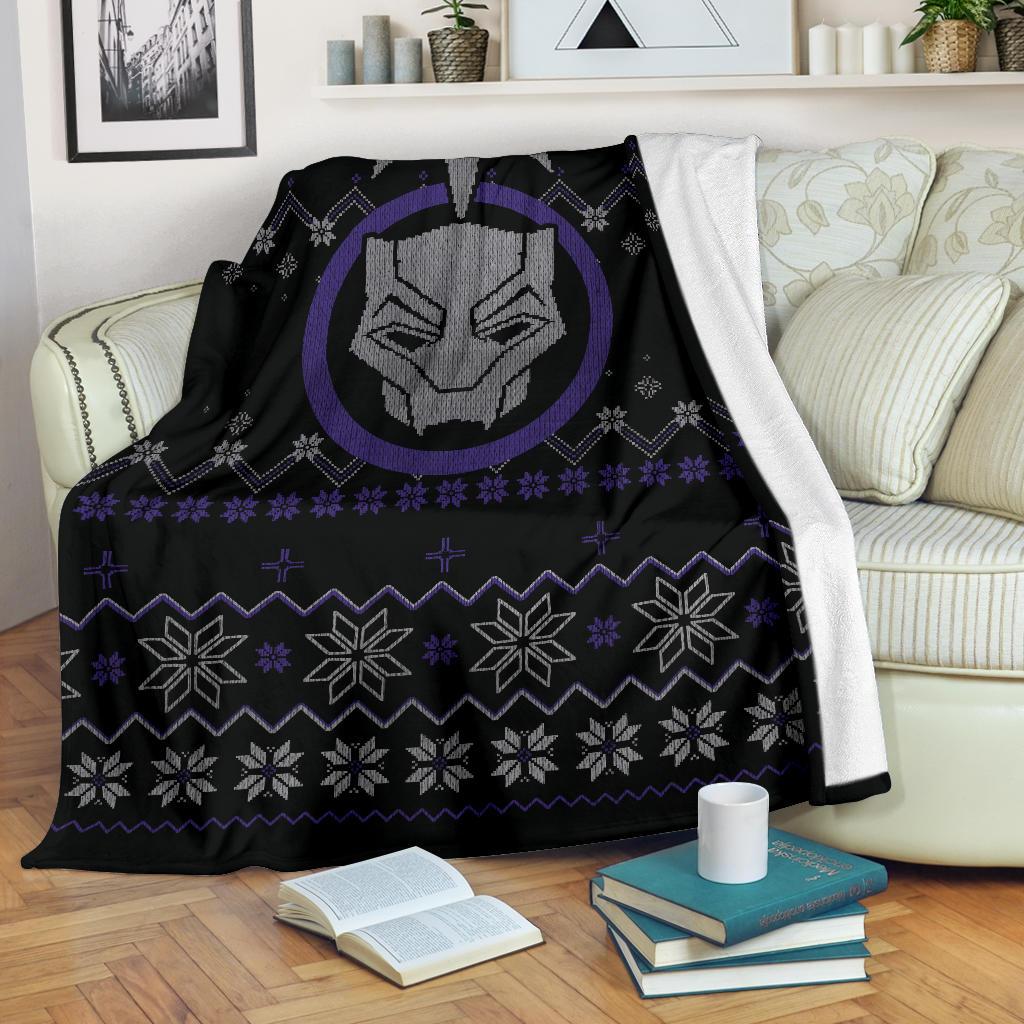 Black Panther Ugly Christmas Custom Blanket Home Decor Nearkii