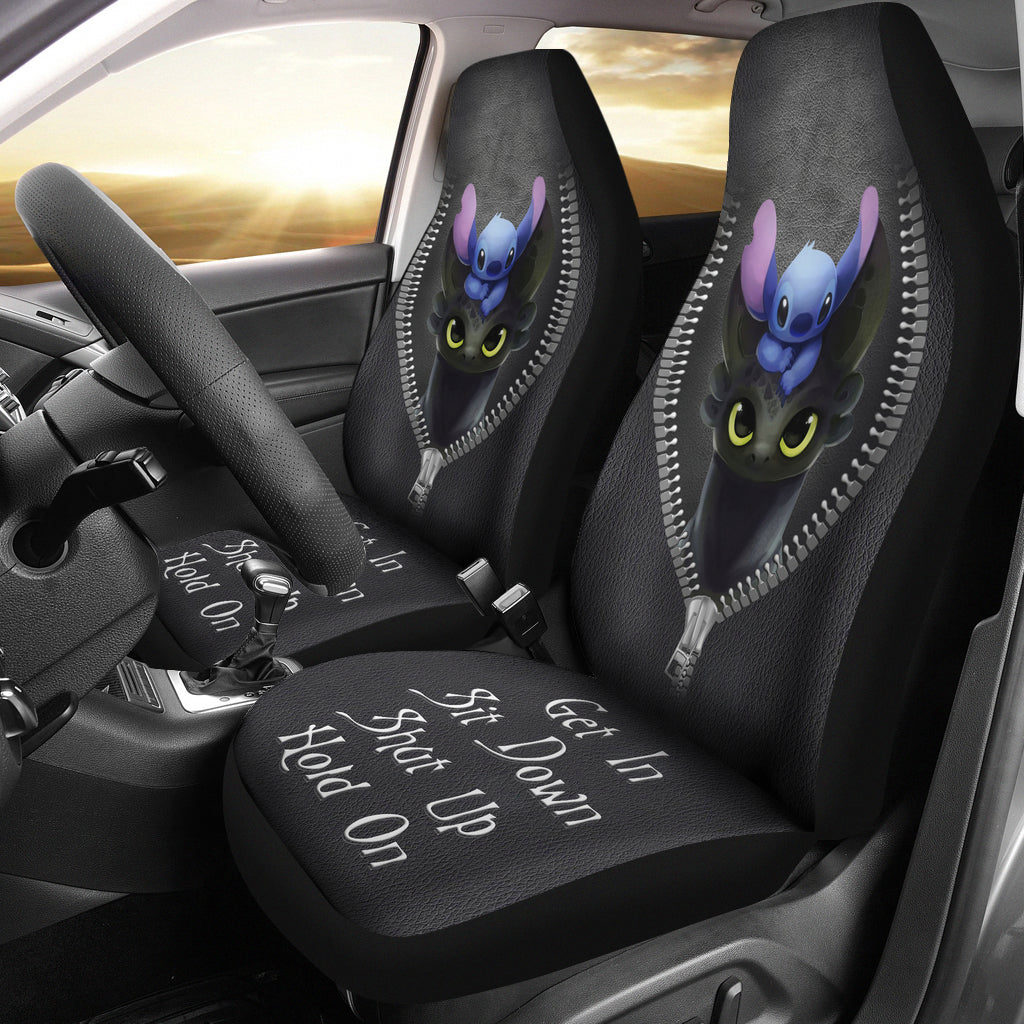 Get In Sit Down Shut Up Hold On Stitch Toothless Zipper Car Seat Covers Nearkii