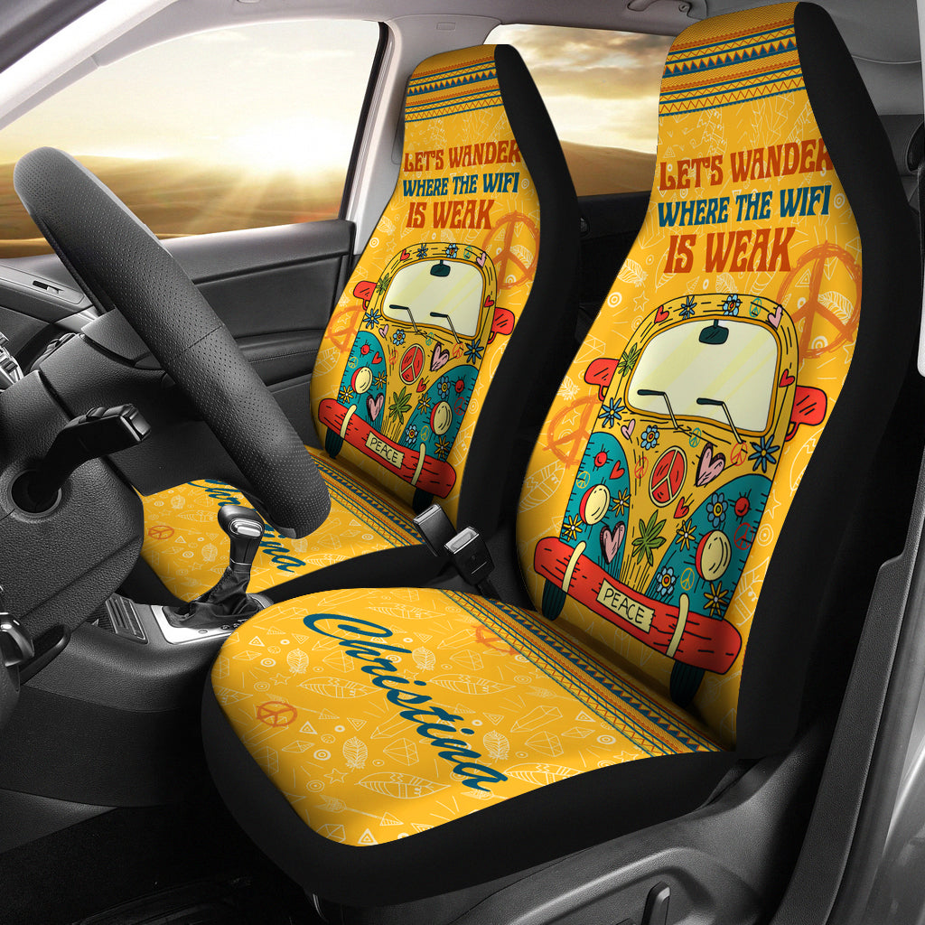 Best Personalized Yellow Hippie Van Trip Premium Custom Car Seat Covers Decor Protector Nearkii