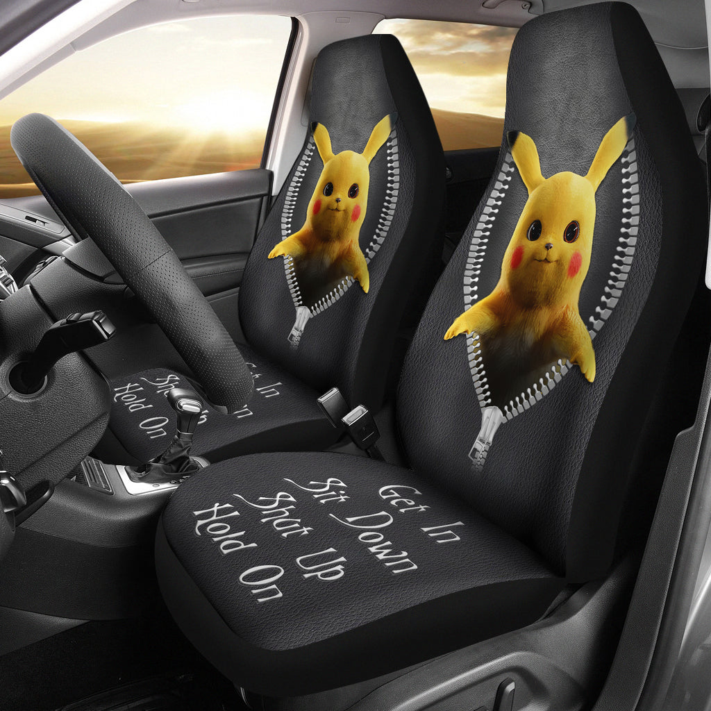 Pikachu Get In Shit Down Shut Up Hold On Zipper Car Seat Covers Nearkii