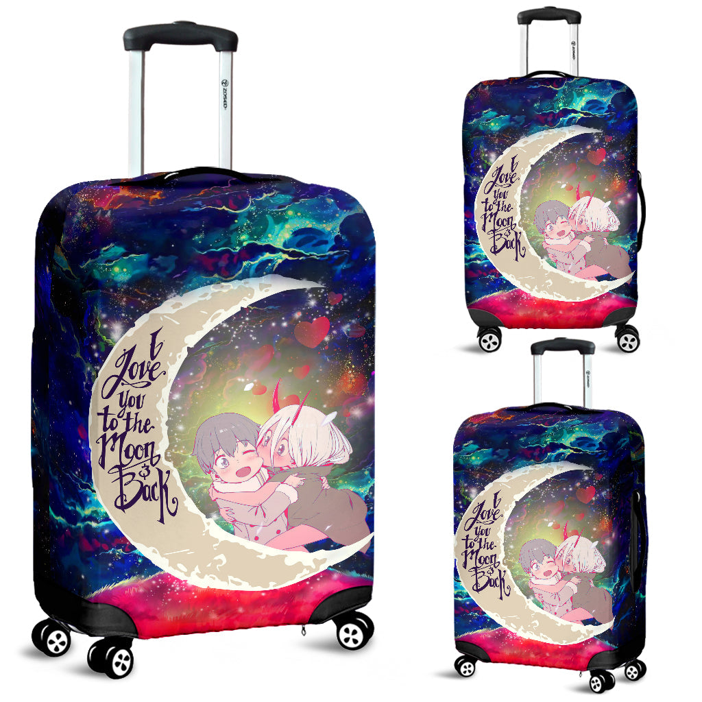 Darling In The Franxx Hiro And Zero Two Love You To The Moon Galaxy Luggage Cover Suitcase Protector Nearkii