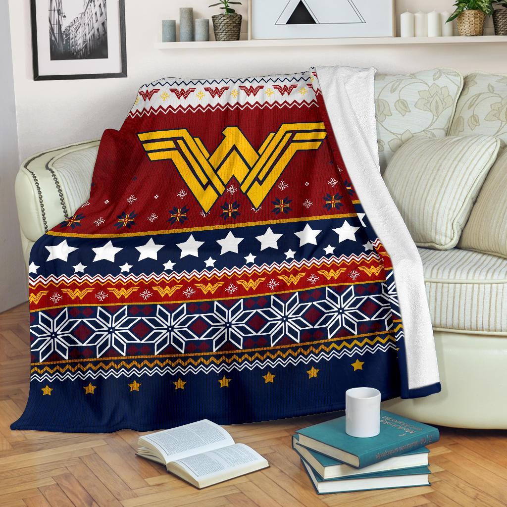 Wonder Woman Signal Ugly Christmas Custom Blanket Home Decor Nearkii