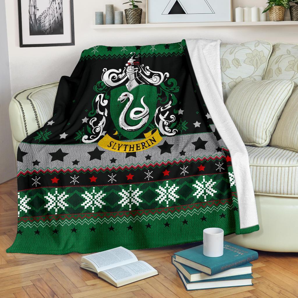 Harry Potter Slytherin Sign Ugly Christmas Custom Blanket Home Decor Nearkii