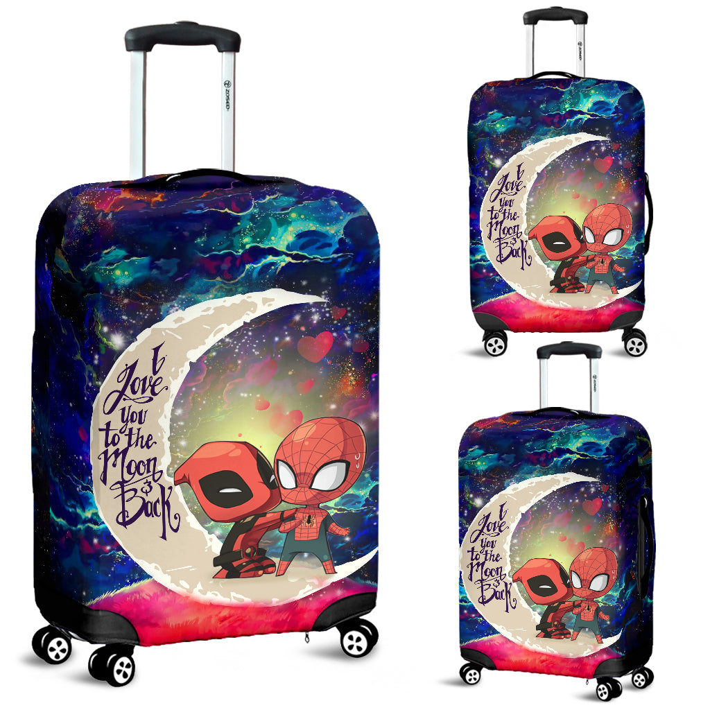 Spiderman And Deadpool Couple Love You To The Moon Galaxy Luggage Cover Suitcase Protector Nearkii