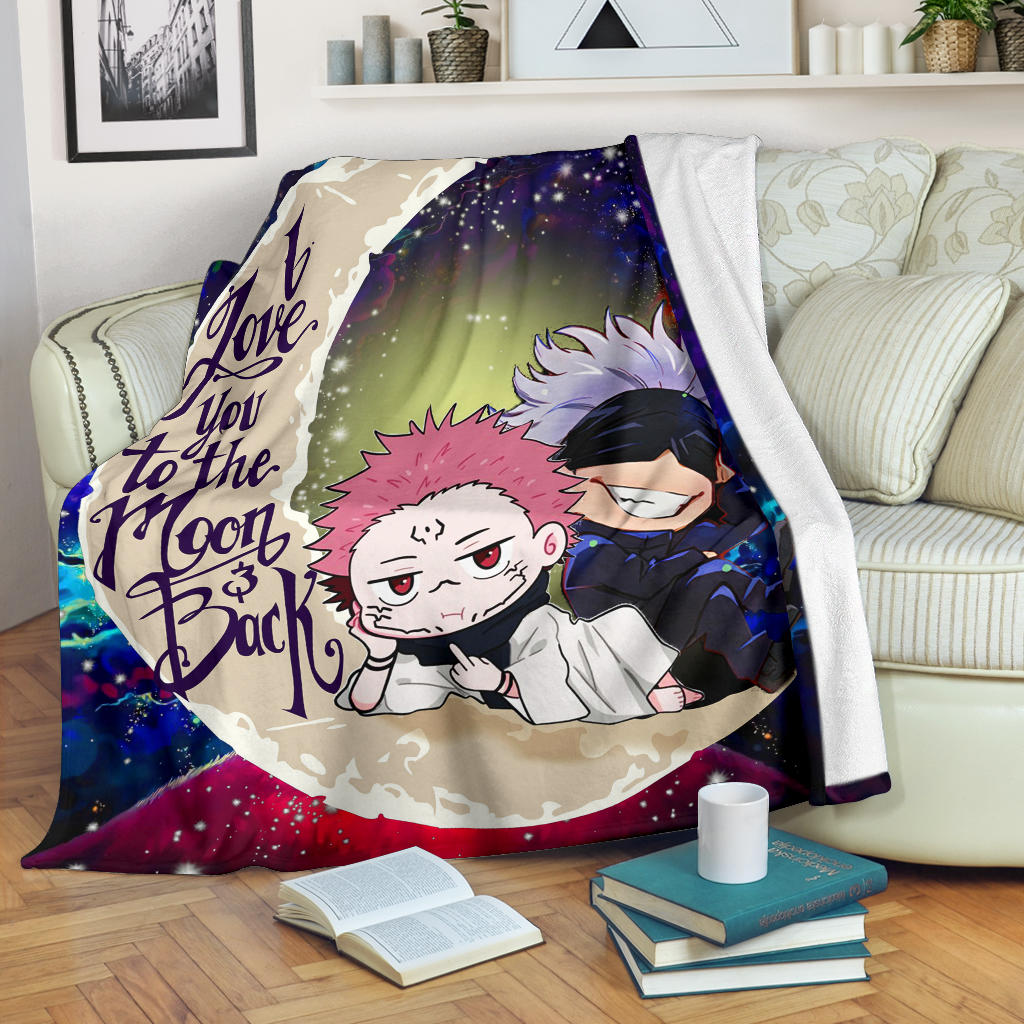 Jujutsu Kaisen Gojo Sakuna Chibi Anime Love You To The Moon Galaxy Premium Blanket Nearkii