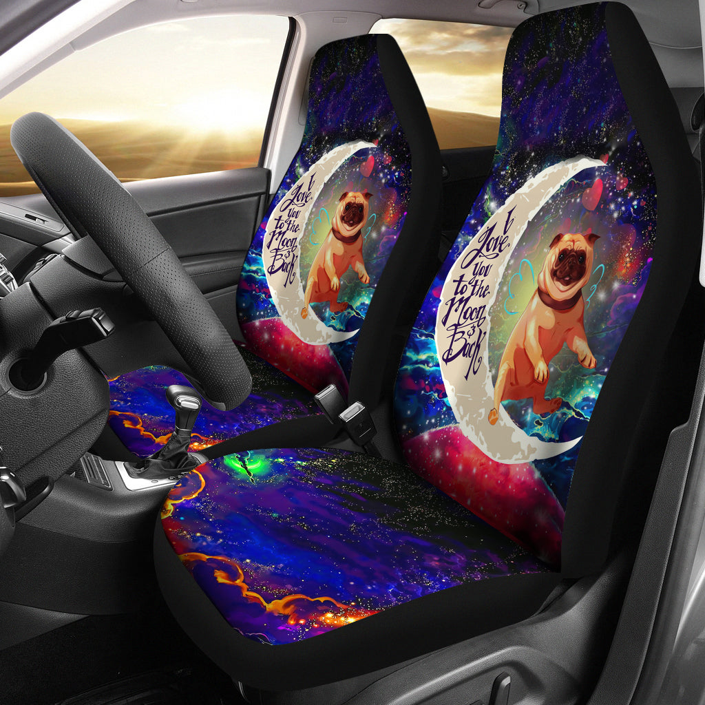 Cute Bull Dog Love You To The Moon Galaxy Premium Custom Car Seat Covers Decor Protectors Nearkii