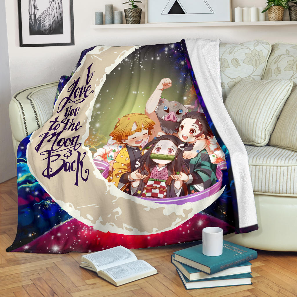 Demond Slayer Team Love You To The Moon Galaxy Premium Blanket Nearkii