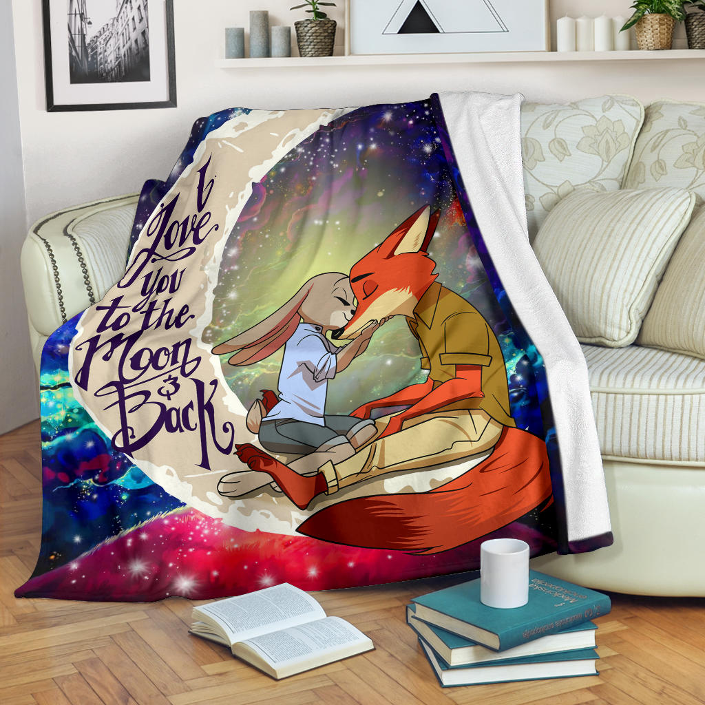 Fox Couple Love You To The Moon Galaxy Premium Blanket Nearkii