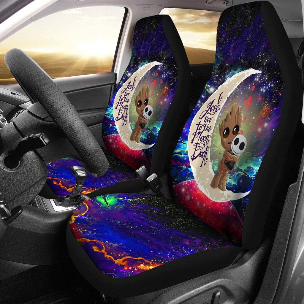 Groot Hold Jack Skelington Love You To The Moon Galaxy Premium Custom Car Seat Covers Decor Protectors Nearkii