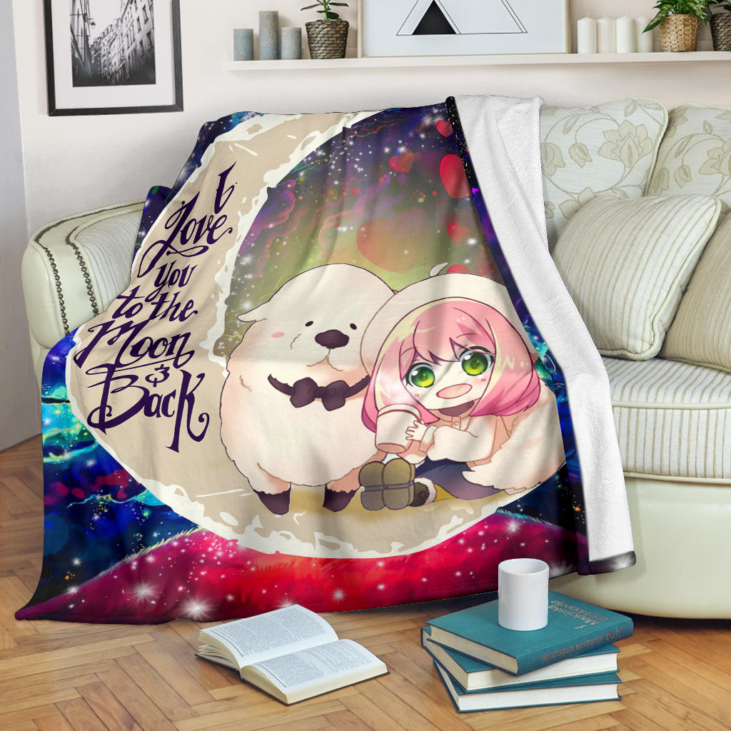 Anya Spy X Family Dog Love You To The Moon Galaxy Premium Blanket Nearkii