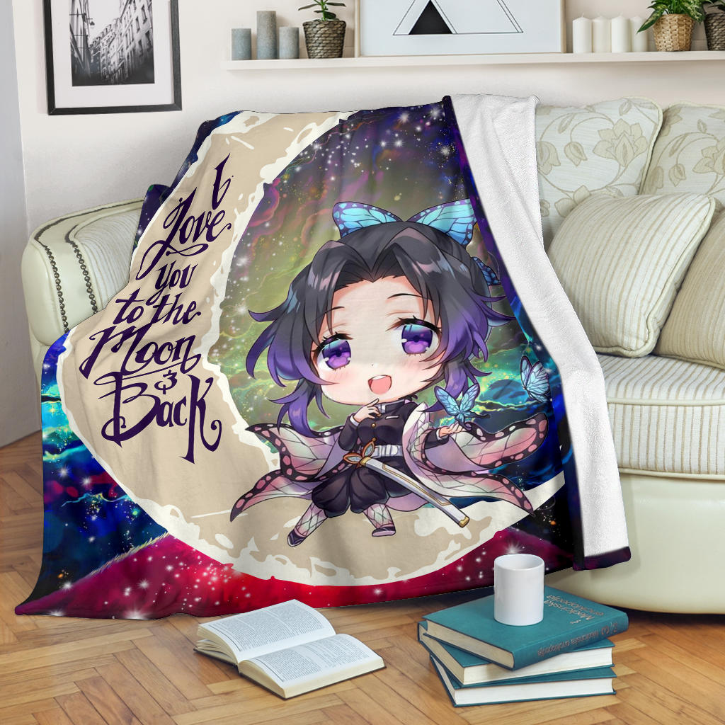 Shinobu demon slayer Love You To The Moon Galaxy Premium Blanket Nearkii