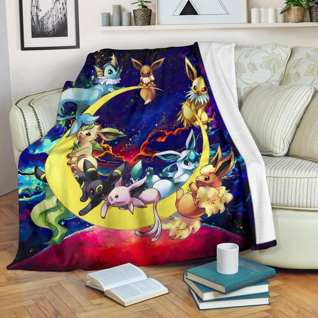 Eevee Evolution Pokemon Family Love You To The Moon Galaxy Premium Blanket Nearkii