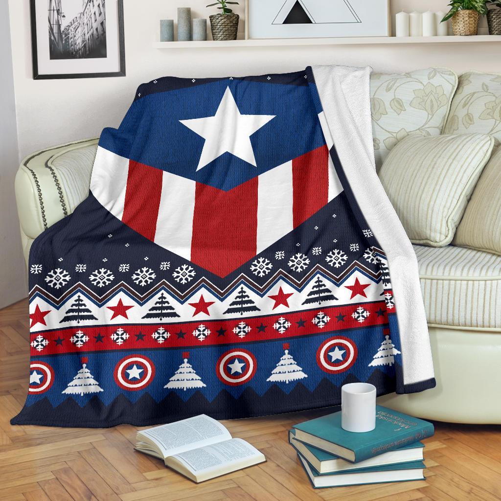 Captain America Ugly Christmas Custom Blanket Home Decor Nearkii