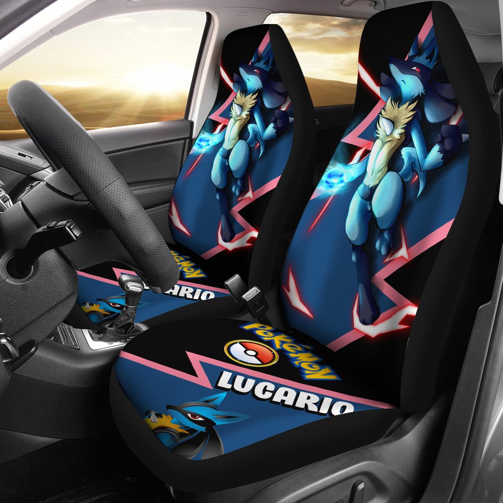 Lucario Car Seat Covers Custom Anime Pokemon Car Accessories Nearkii