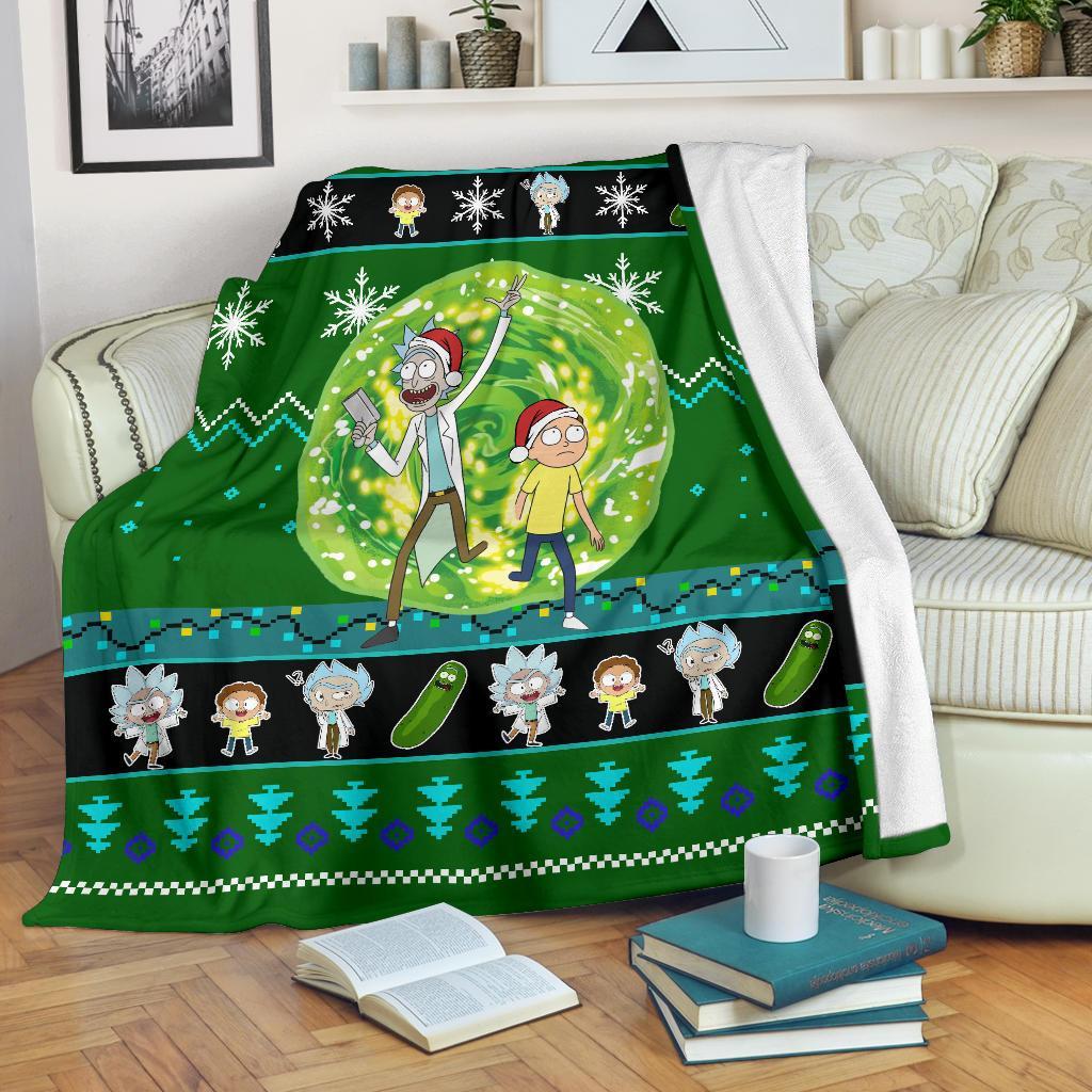 Rick And Morty Christmas Blanket Amazing Gift Idea Nearkii