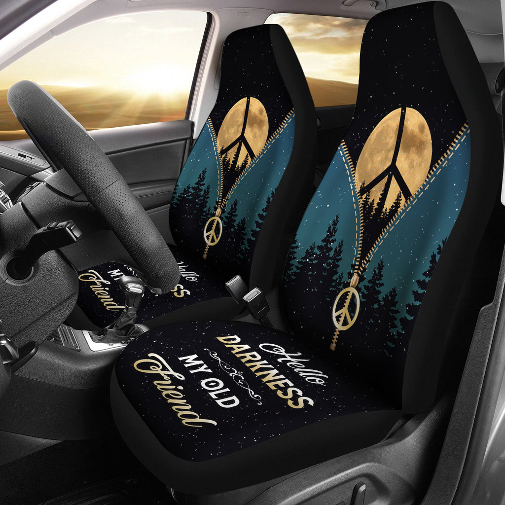 Darkness My Old Friend Hippie Moon Zipper Premium Custom Car Seat Covers Decor Protectors Nearkii