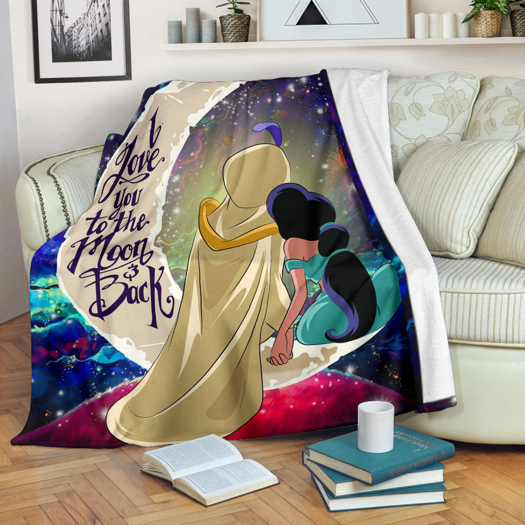 Aladin Couple Love You To The Moon Galaxy Premium Blanket Nearkii