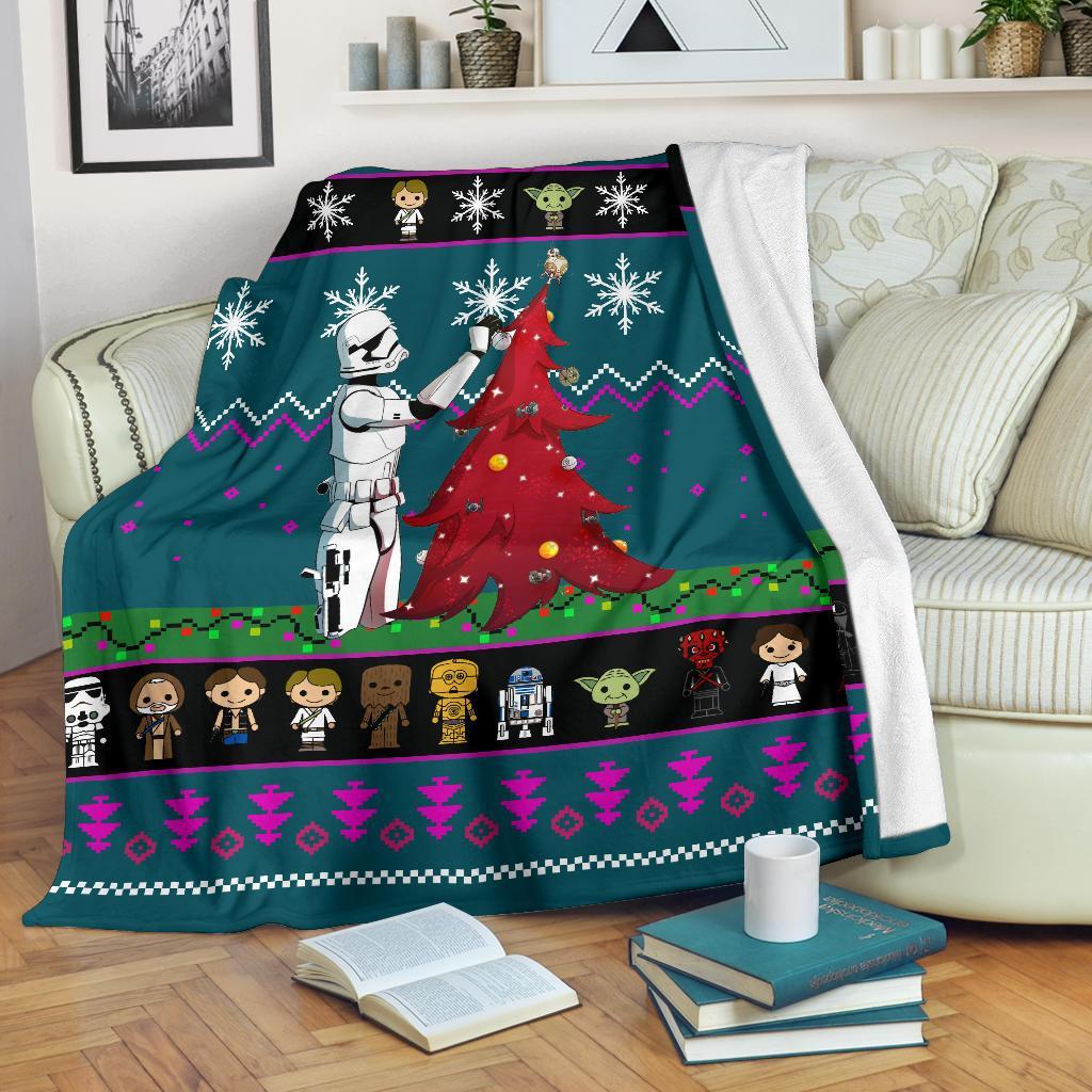 Starwars Blue Christmas Blanket Amazing Gift Idea Nearkii