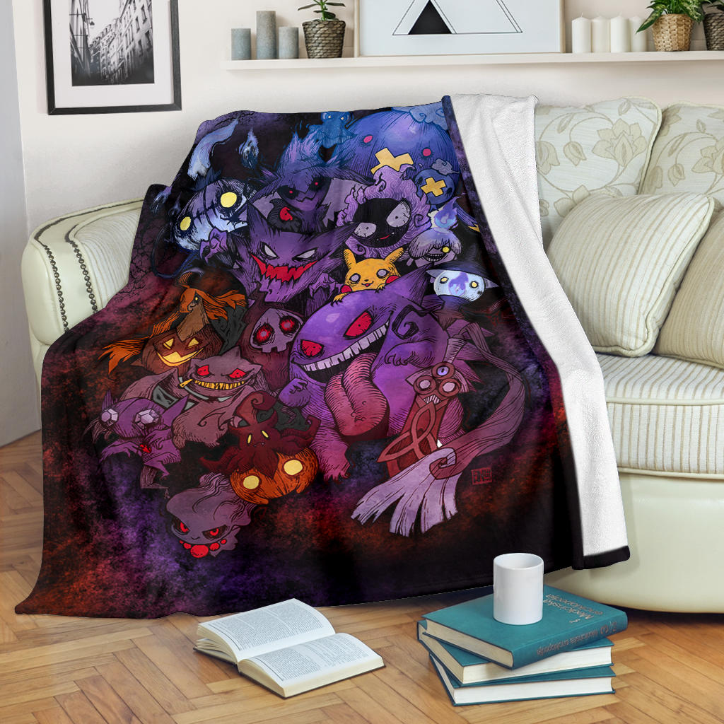 Pokemon Ghost Halloween Premium Blanket Nearkii