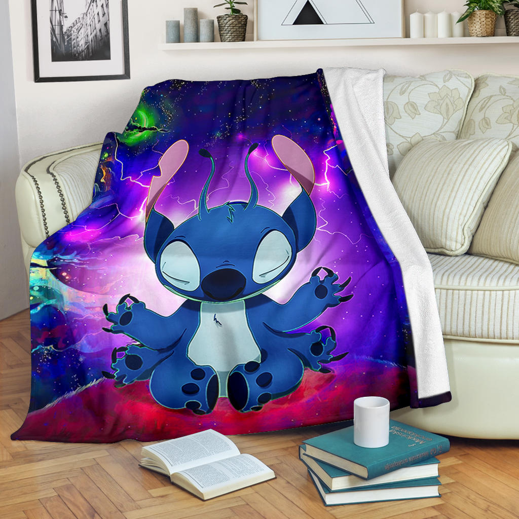 Stitch Yoga Love You To The Moon Galaxy Premium Blanket Nearkii