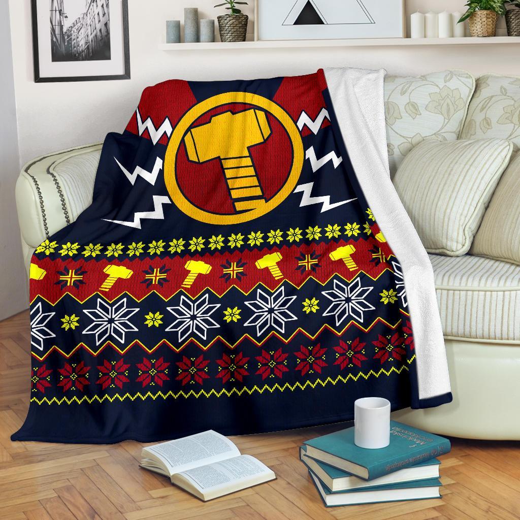 Thor Mjolnir Ugly Christmas Custom Blanket Home Decor Nearkii