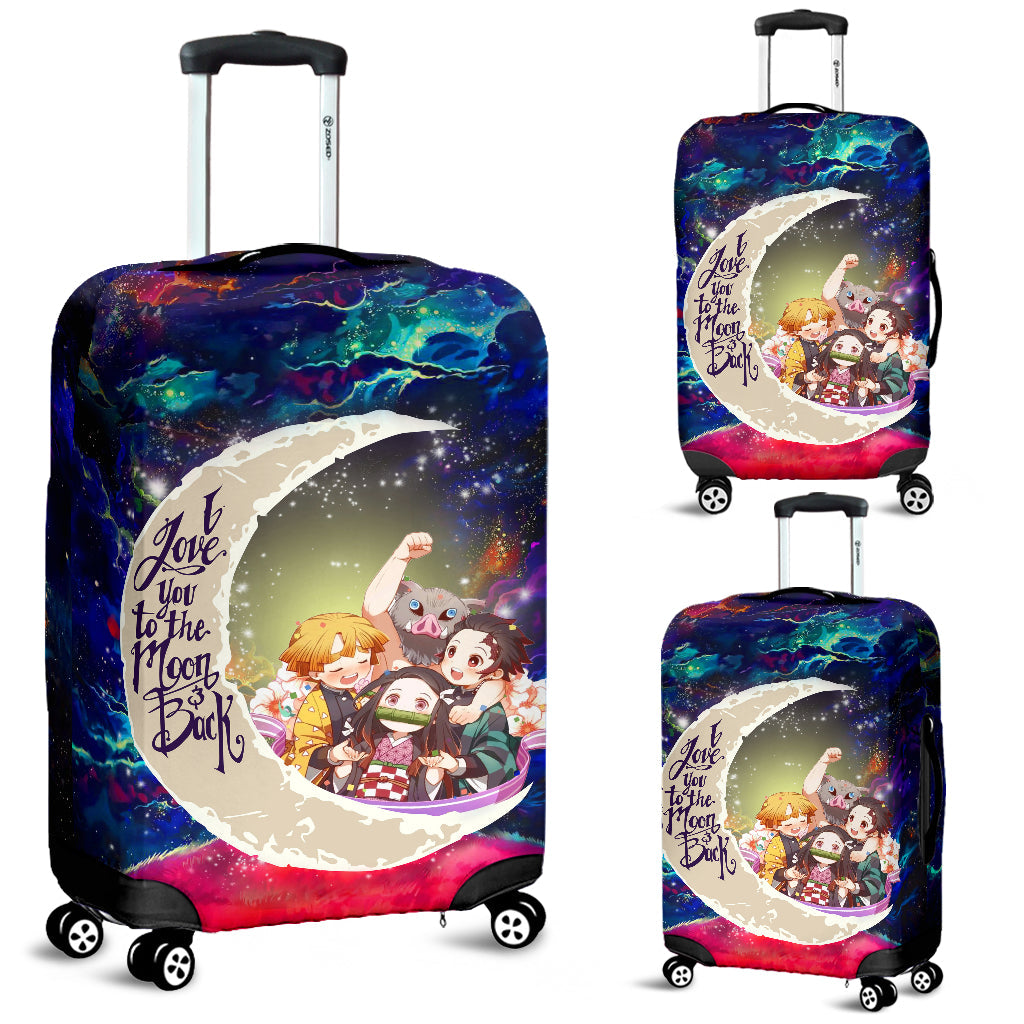 Demond Slayer Team Love You To The Moon Galaxy Luggage Cover Suitcase Protector Nearkii