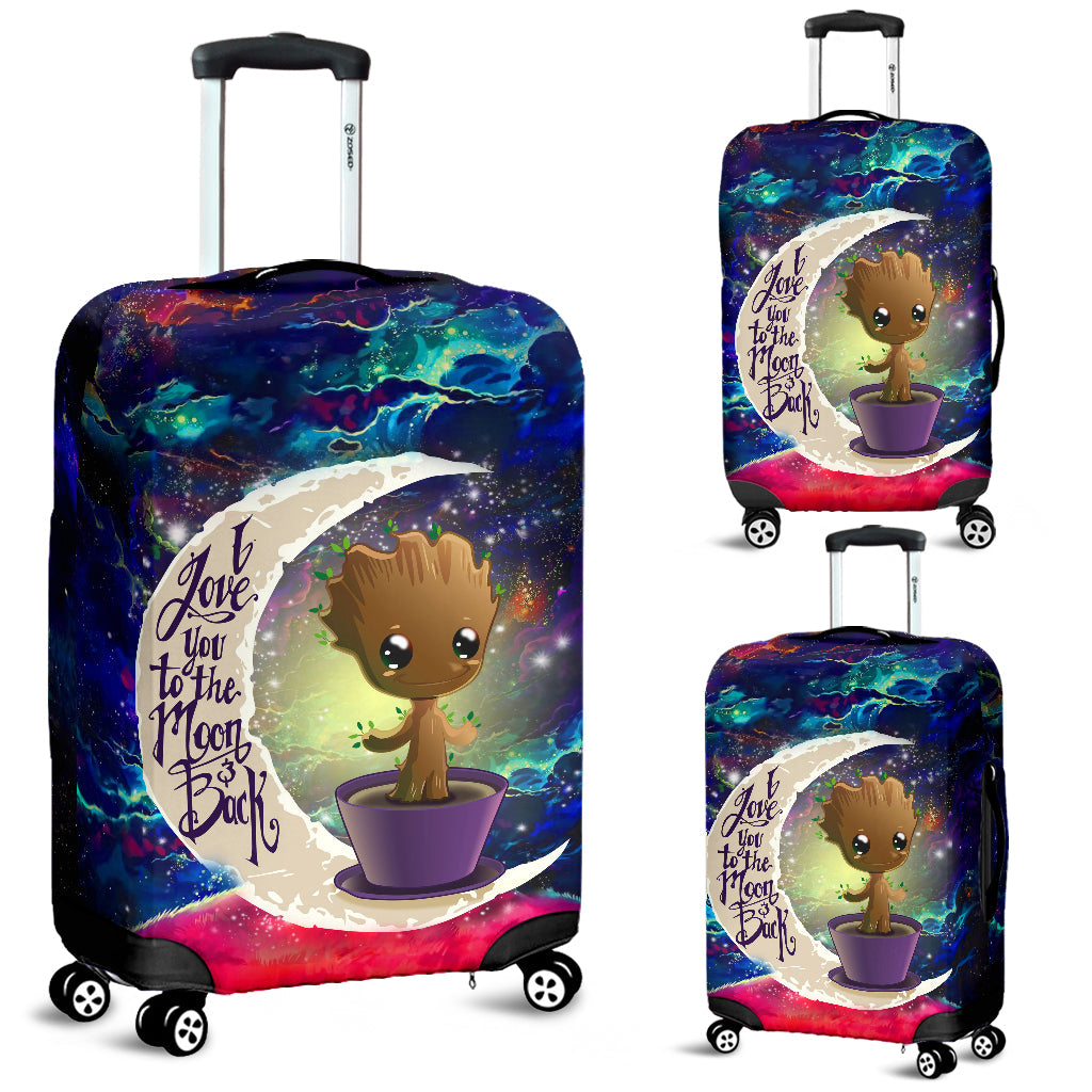 Baby Groot Love You To The Moon Galaxy Luggage Cover Suitcase Protector Nearkii