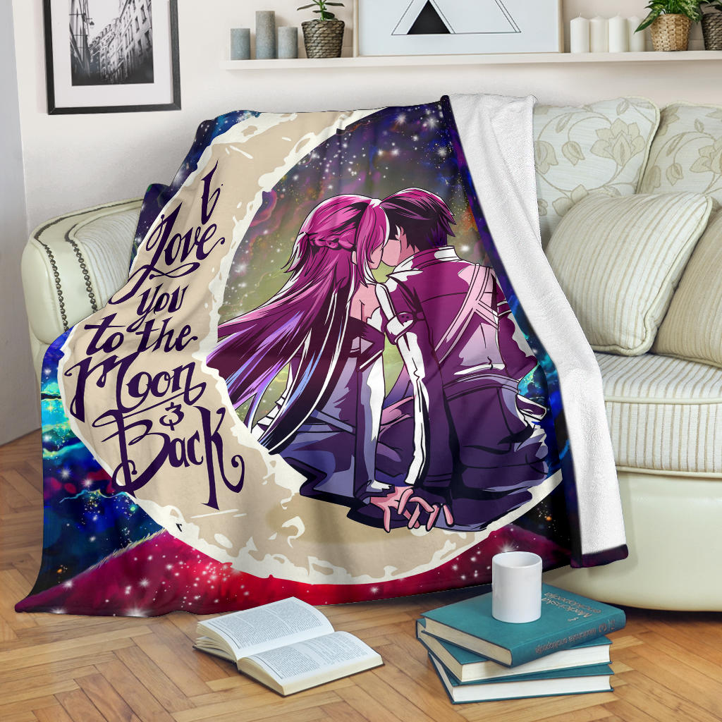 SAO Sword Art Online Asuna Kirito Love You To The Moon Galaxy Premium Blanket Nearkii