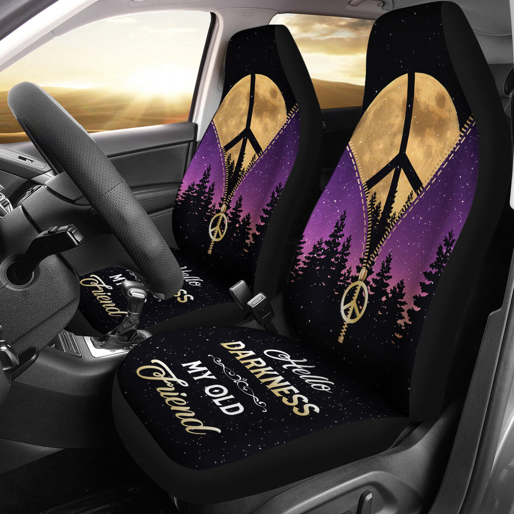 Purple Pink Darkness My Old Friend Hippie Moon Zipper Premium Custom Car Seat Covers Decor Protectors Nearkii