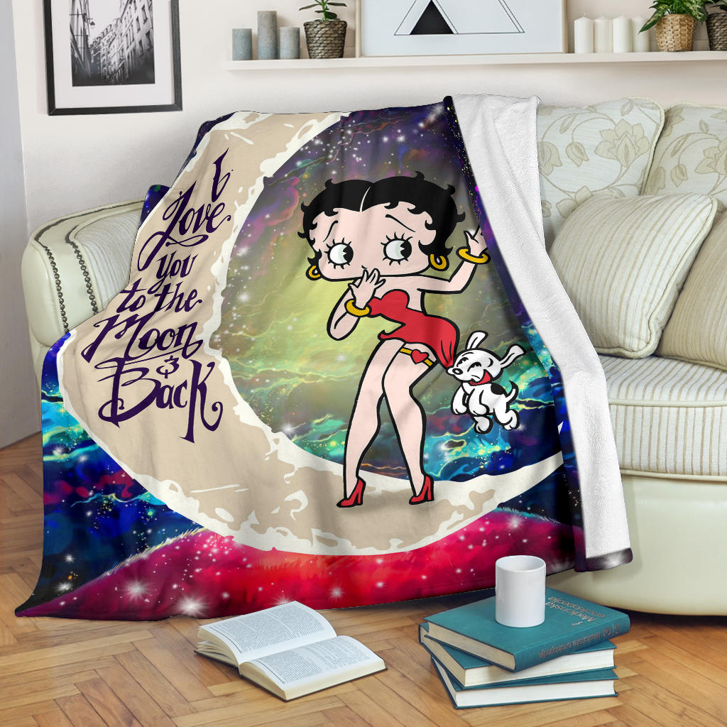 Betty Boop Love You To The Moon Galaxy Premium Blanket Nearkii