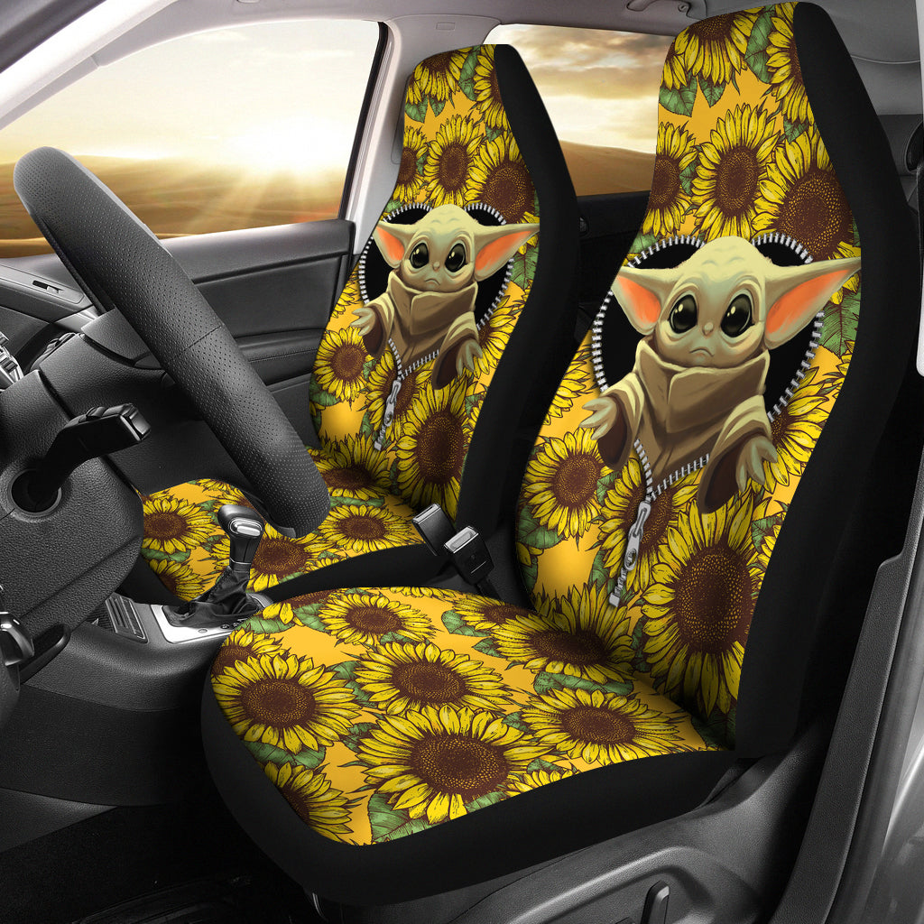 Baby Yoda Zipper Sunflower Premium Custom Car Seat Covers Decor Protectors Nearkii