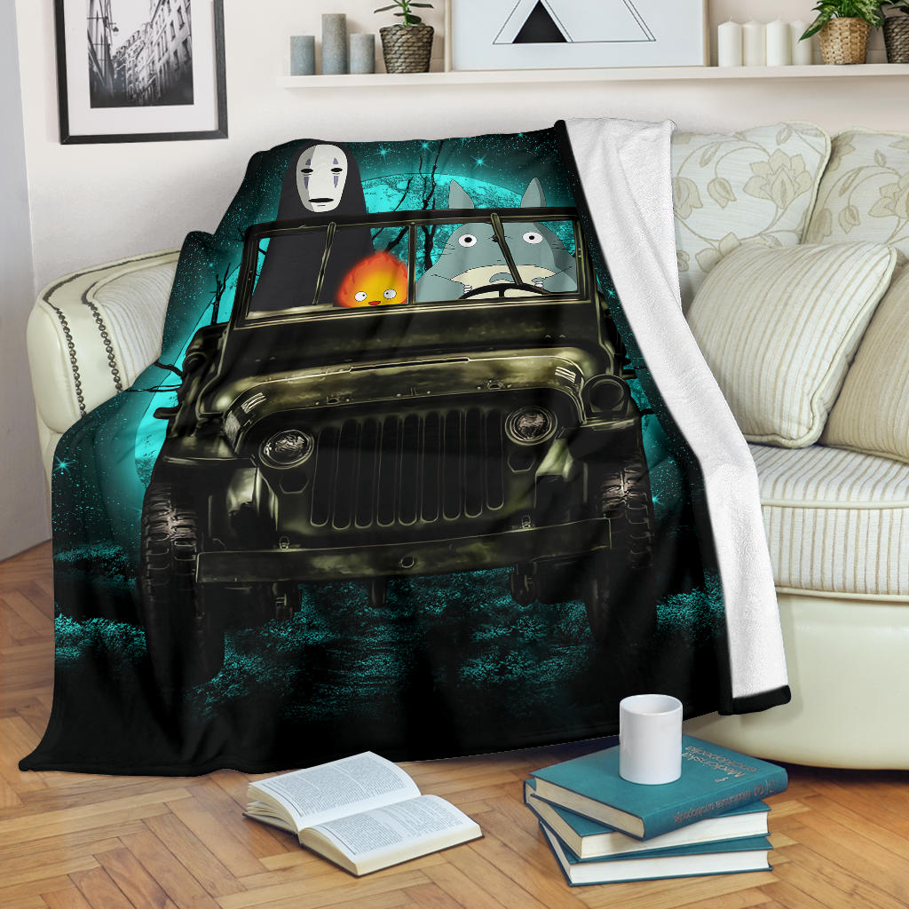 Totoro No Face Ghibli Ride Jeep Halloween Funny Anime Premium Blanket Nearkii