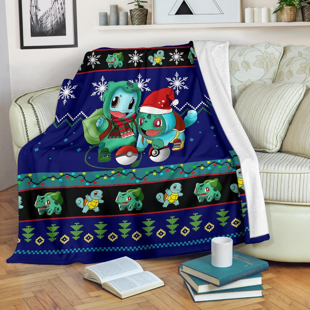 Blue Gearzime Pokemon Ugly Holiday Fleece Blanket Gift For Christmas Amazing Gift Idea Nearkii