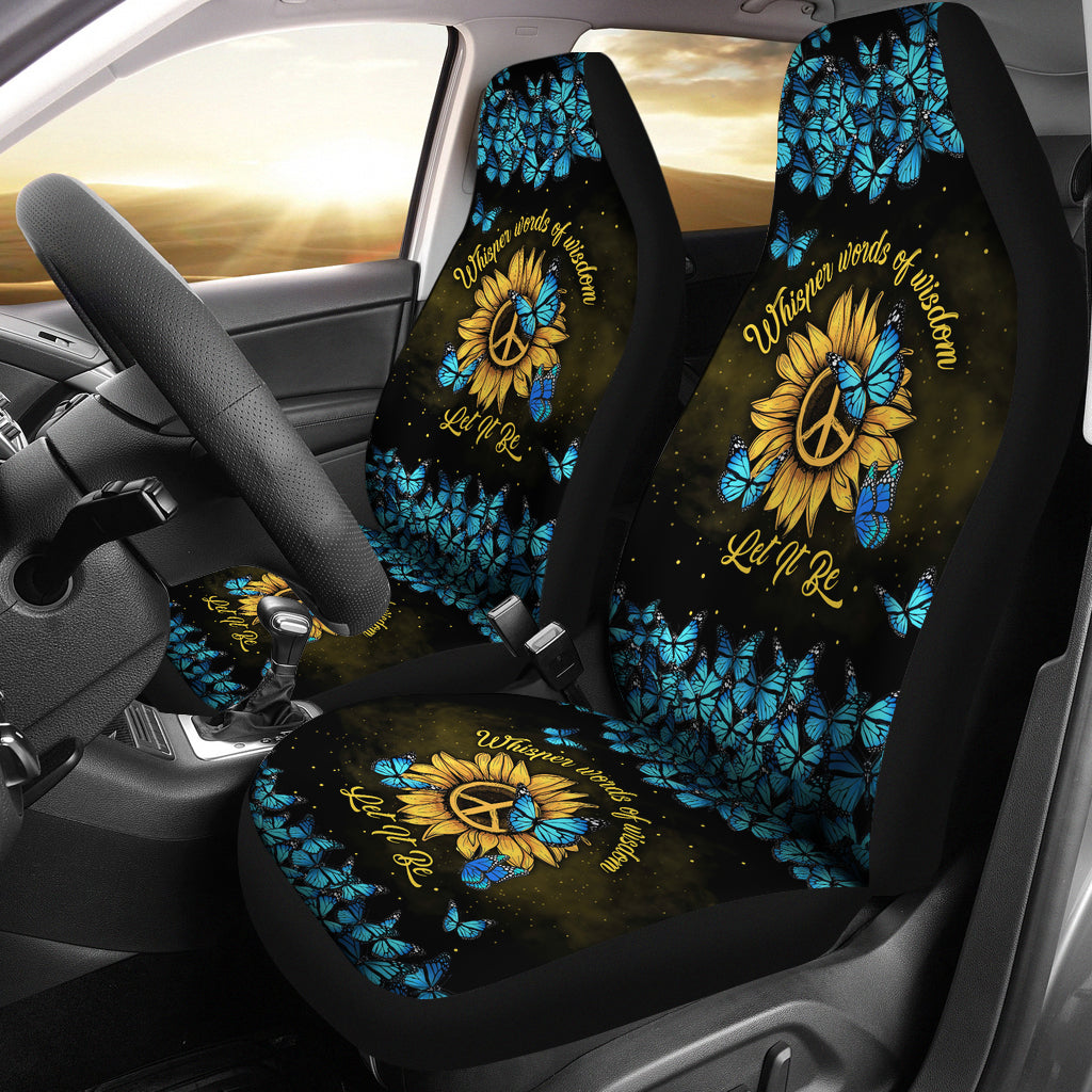 Let It Be Hippie Butterfly Blue Premium Custom Car Seat Covers Decor Protectors Nearkii