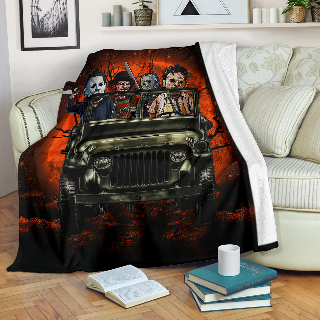 Halloween Horror Movie Ride Jeep Funny Premium Blanket Nearkii