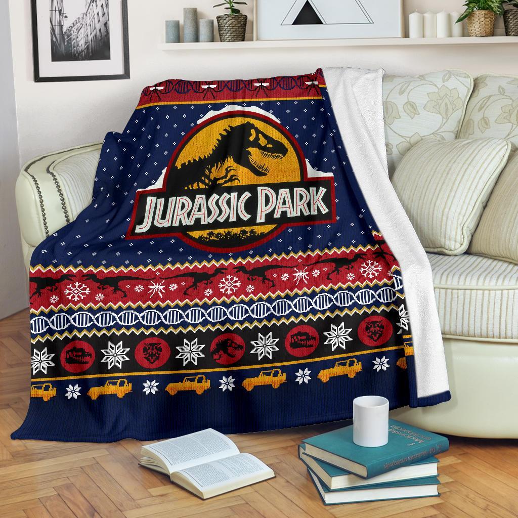 Jurassic Park Ugly Christmas Custom Blanket Home Decor Nearkii