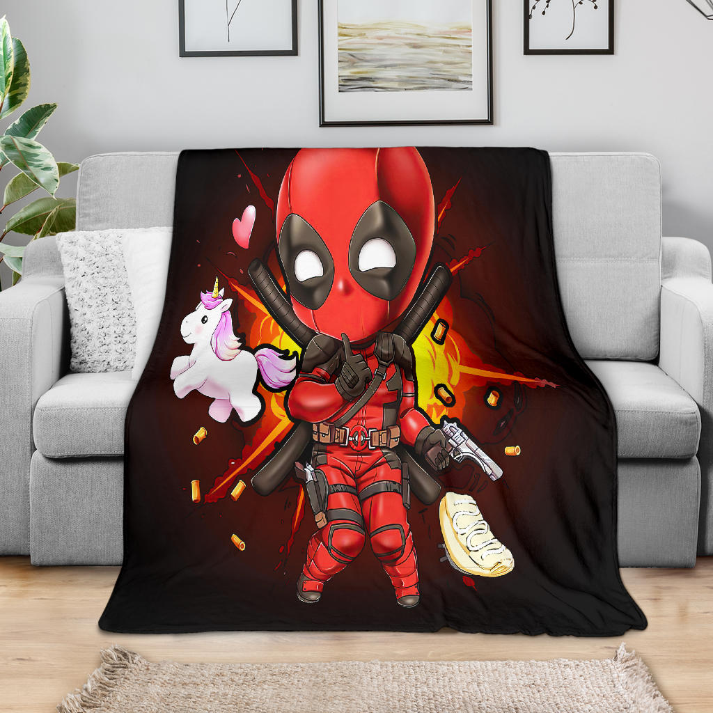 Funny Chibi Deadpool And Unicorn Premium Blanket Nearkii