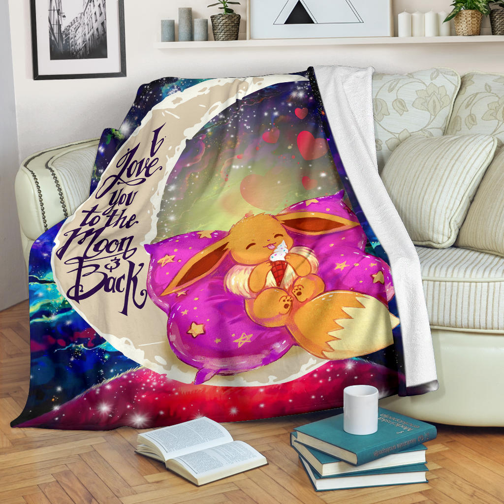 Cute Eevee Pokemon Sleep Night Love You To The Moon Galaxy Blanket Nearkii