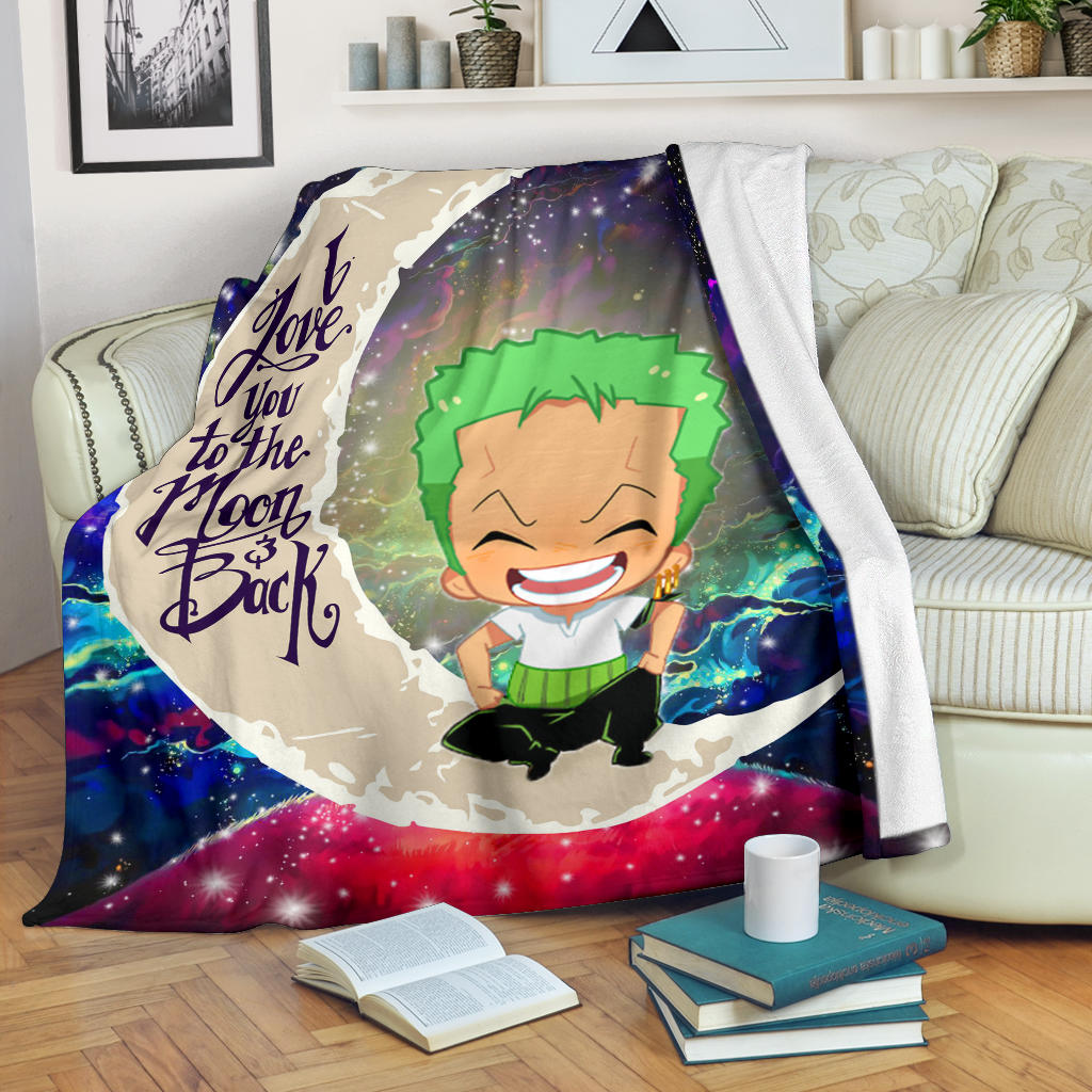 Zoro One Piece Love You To The Moon Galaxy Premium Blanket Nearkii